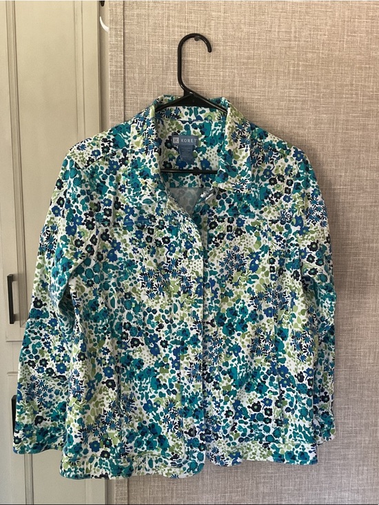 Koret Jackets & Blazers - Koret Blue, Teal & Green Floral Button-Front Jacket